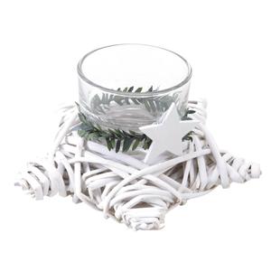 Photo DBO2380V : White lacquered split willow candle holder