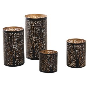 Photo DBO244S : Black and gold cylindrical candle holders