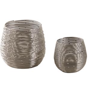 Photo DBO249S : Round silver color metal candle holders