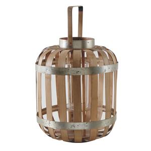 Photo DBO2610V : Natural bamboo and metal lantern