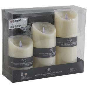 Photo DBO274S : Set of 3 vanilla LED candles with remote control