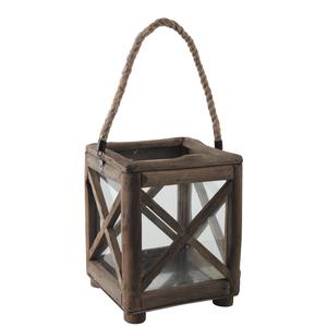 Photo DBO2751V : Square wood and glass lantern