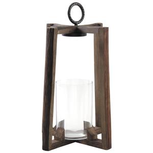 Photo DBO3010V : Trapezium glass and wooden lantern