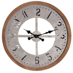 Photo DHL1460 : Round vintage metal and wood clock