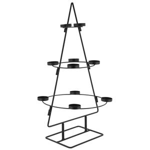 Photo DNO1510 : Matte black metal Christmas tree candle holder