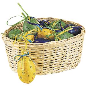 Photo DPQ114S : Split willow basket with 18 easter eggs