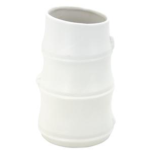 Photo DVA1570V : White matt ceramic vase in bamboo design