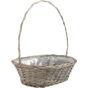 Photo FCO4912P : Grey split willow flower basket with handle