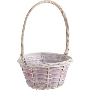 Photo FCO5151P : Half willow and wood basket with handle