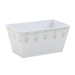 Photo GCO3040 : White lacquered metal rectangular basket