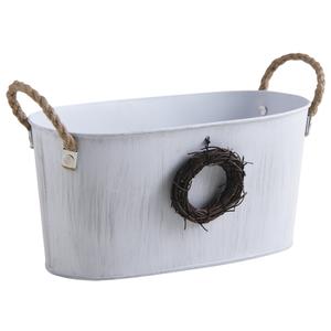 Photo GCO3360 : Oval white lacquered metal basket