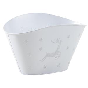Photo GCO3440 : White lacquered metal basket with deer