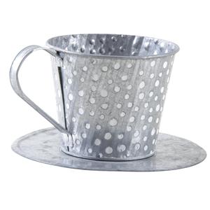 Photo GCO3460 : Metal cup and saucer with white spots