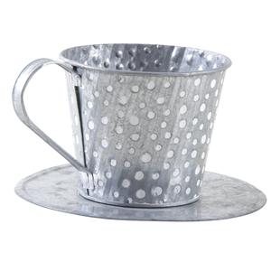 Photo GCO3460 : Tasse en métal avec pois blancs