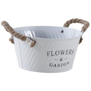 Photo GCO3491 : Round white metal basket Flowers & Garden