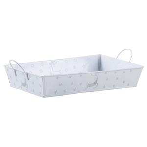 Photo GCO3540 : Metal rectangular basket with handles and deer design