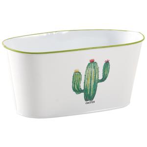 Photo GCO3590 : White lacquered metal basket with cactus design