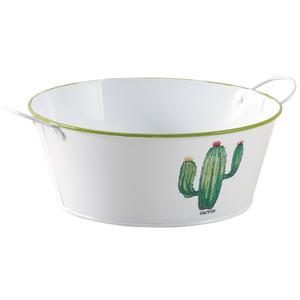 Photo GCO3600 : White lacquered round metal basket with 2 handles