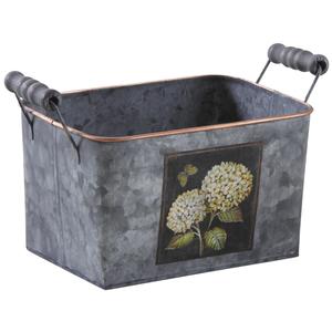 Photo GCO3730 : Rectangular metal basket with flower design