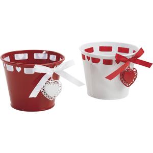 Photo GCP1701 : Metal flower pot holder with heart and ribbon