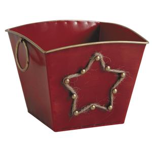 Photo GCP1990 : Corbeille en métal laqué rouge avec étoile