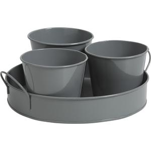 Photo GJA1400 : Zinc basket with 3 pots