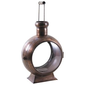 Photo GLA1220V : Copper-colored metal and glass lantern