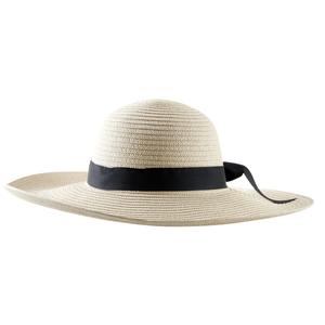 Photo JCH1690 : Synthetic straw floppy hat with black ribbon