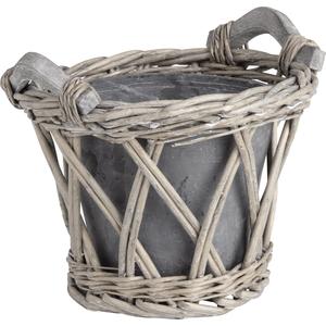 Photo JCP2810V : Grey willow pot holder with earth pot