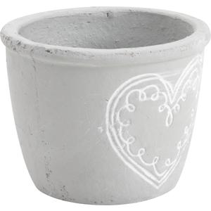 Photo JCP3252V : Cement pot holder with white heart design