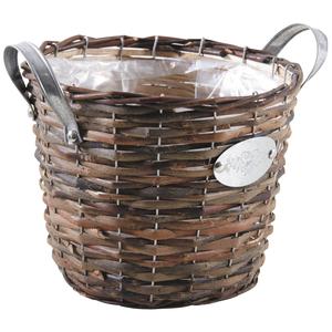 Photo JCP3790P : Unpeeled split willow and metal pot cover