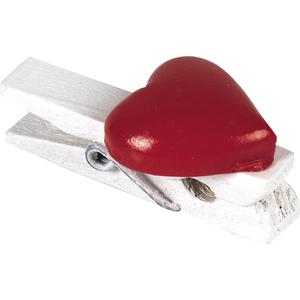 Photo JFS191S : 8 red hearts on white painted wooden clips