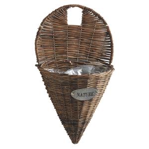 Photo JHO1460P : Unpeeled willow and metal wall basket