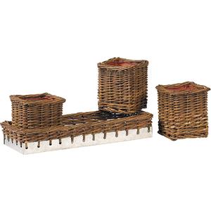 Photo JJA1010P : Unpeeled willow tray with 3 pots