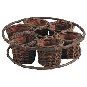 Photo JJA1380P : Willow planter with 6 pots