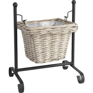 Photo JVA1230P : Grey wash willow planter on metal support