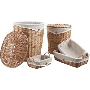 Photo KLI295SJ : 2 willow laundry baskets + 3 willow baskets