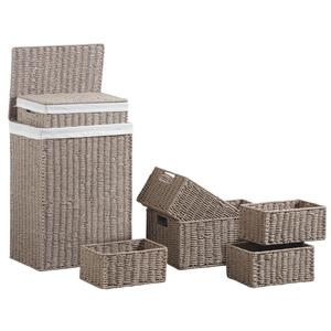 Photo KLI333SC : Taupe grey paper rope laundry baskets and storage baskets