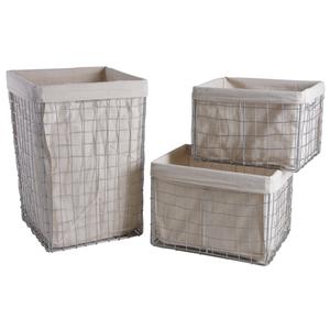 Photo KLI334SJ : Panier à linge et corbeilles en métal argenté