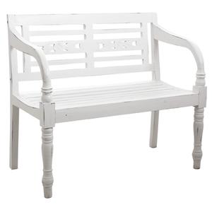 Photo MBC1290 : Banc de jardin en bois blanc antique
