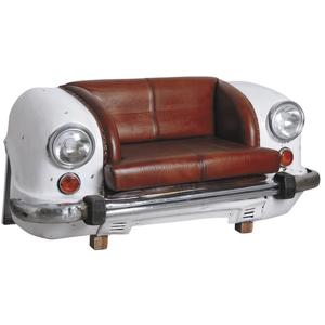 Photo MCA1410V : Old white metal and leather car sofa
