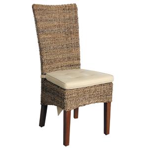 Photo MCH1140C : Abaca and teak dining chair
