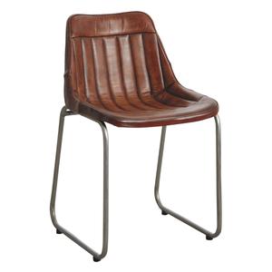 Photo MCH1420C : Chaise en cuir de buffle et métal