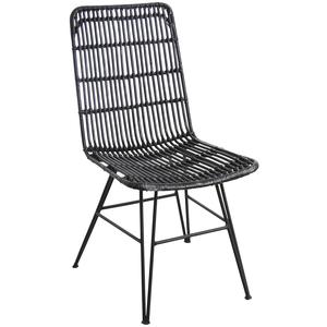 Photo MCH1550 : Chaise noire en rotin et métal