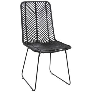 Photo MCH1570 : Chaise en rotin noir et métal
