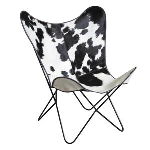 Photo MFA2520C : Fauteuil butterfly en peau de vache noire