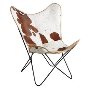 Photo MFA2530C : Fauteuil butterfly en peau de vache marron
