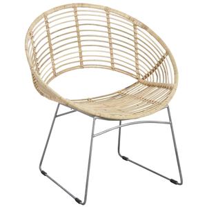 Photo MFA2650 : Fauteuil rond en métal et rotin naturel