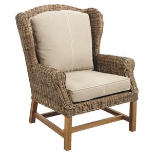 Photo MFA2710C : Fauteuil en poelet gris antique et teck
