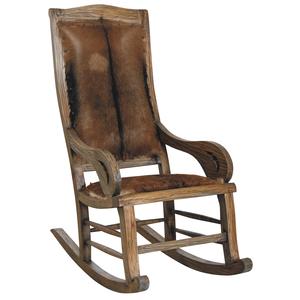 Photo MRO1170C : Fauteuil à bascule en acajou et peau de chèvre